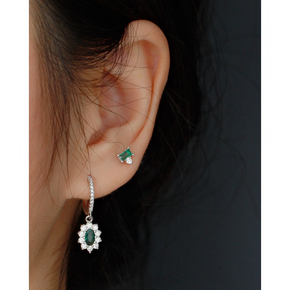 Rétro Ovale Argent Sterling Incruster Zircon Boucles D'oreilles 1 Paire display picture 3