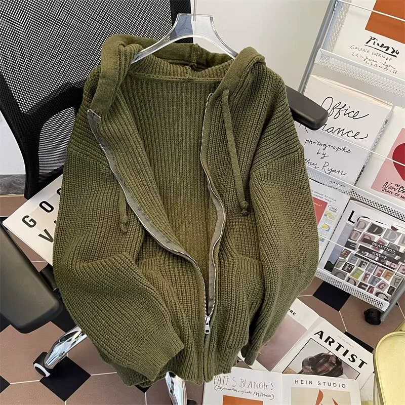 Женский вязаный кардиган с капюшоном, осень-зима 2023, новый модный стиль, нежный, удобный, премиум-класса