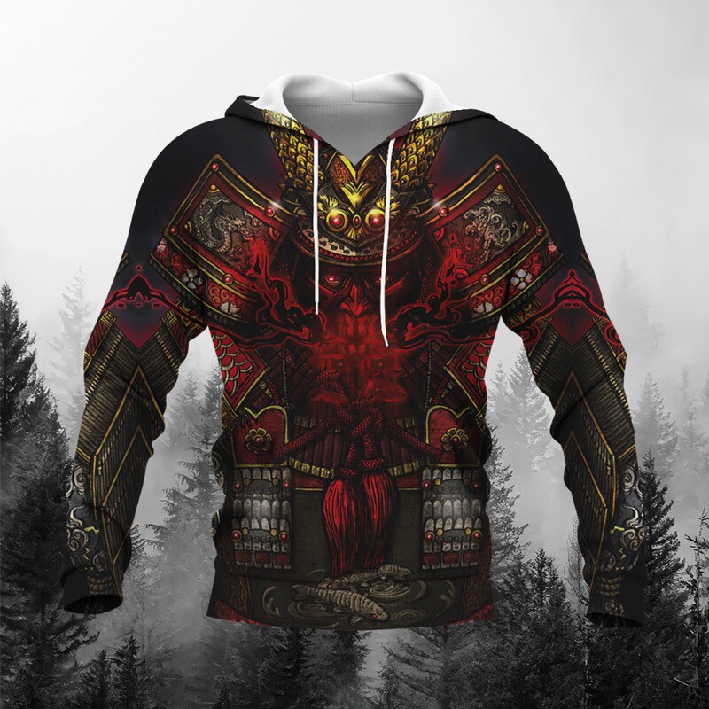 Cross-border European and American Style Spring and Autumn Sweatshirt Japanese Samurai 3D Personality Printing Men's Casual Comfortable Hoodie