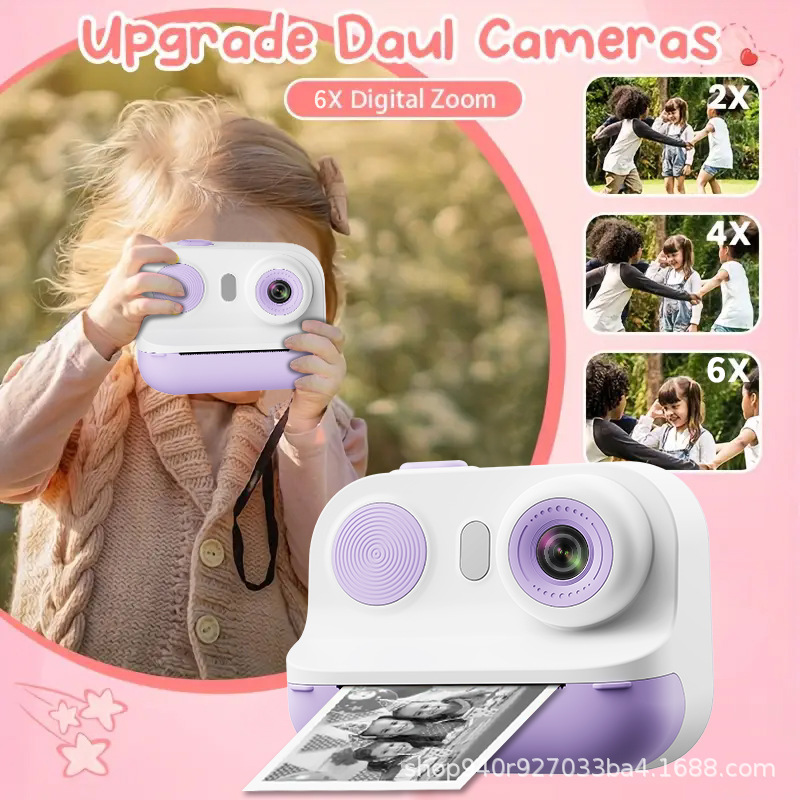 New Kidsren's Camera Instant Printing 1080P High-Definition Photo and Video Polaroid Camera Boys and Girls Mini