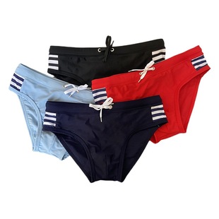 JESSBORN Trendy Men's Triangle Swimming Trunks Cup Anti-embarrassment Sexy Low Waist Swimming Trunks Fitness Sports European and American Swimsuits