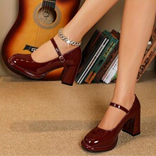 C 79624 Mary Jane Platform Buckle Heels ����������Ь ��