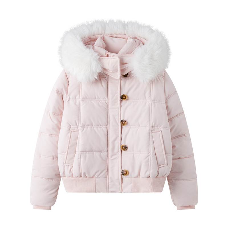2025 invierno nueva ropa de algodón Pike transfronteriza mujer abrigo abrigo con capuzas cuello de cabello grande chaqueta de algodón pequeño abrigo grueso image 6