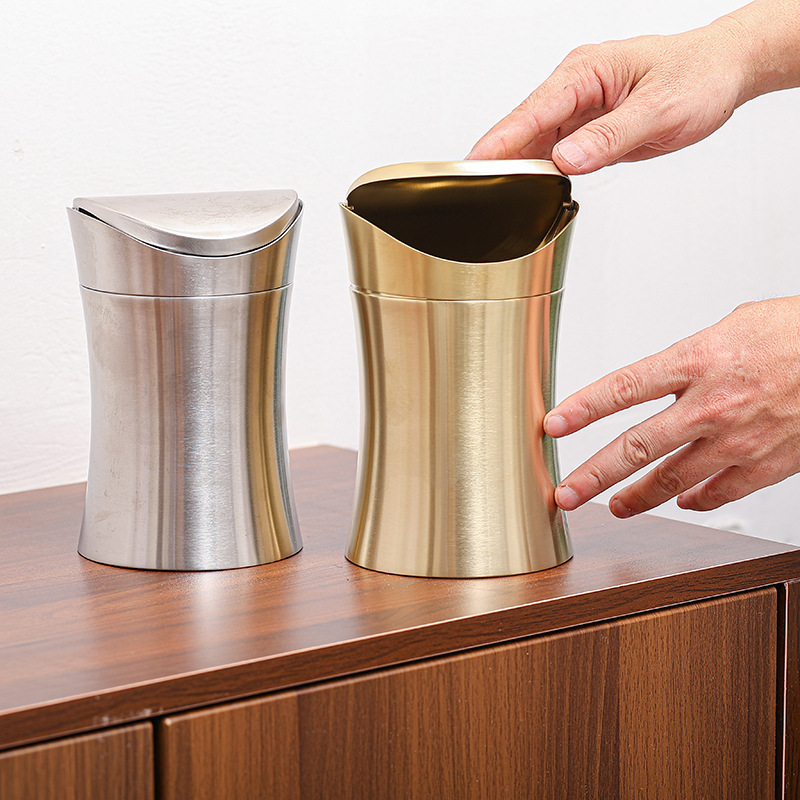 304 Stainless Steel Desktop Trash Bin Mini Cute Creative small size Home Toilet Office High Color Value Trash Bin