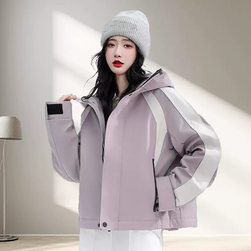 羽绒服女高级感女冬装短款2024新款工装鸭绒保暖冲锋衣外套女