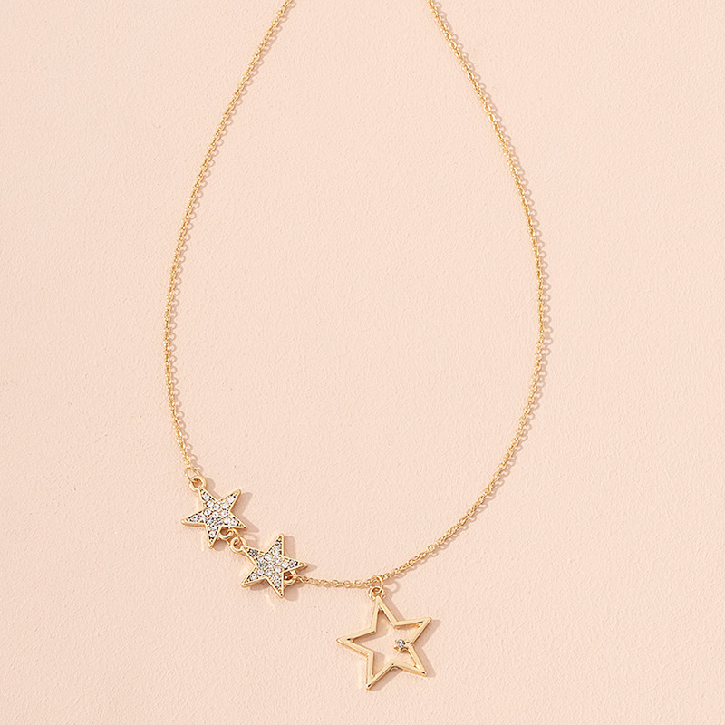 Collar Con Colgante De Estrella De Diamantes Simple display picture 5