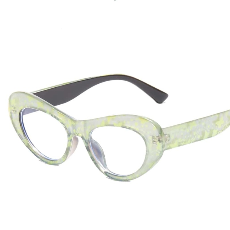 Marco pequeño espejo plano anti-luz azul de forma especial estilo europeo y americano elíptico femenino ultraligero triángulo ojo de gato montura gafas marea 6514