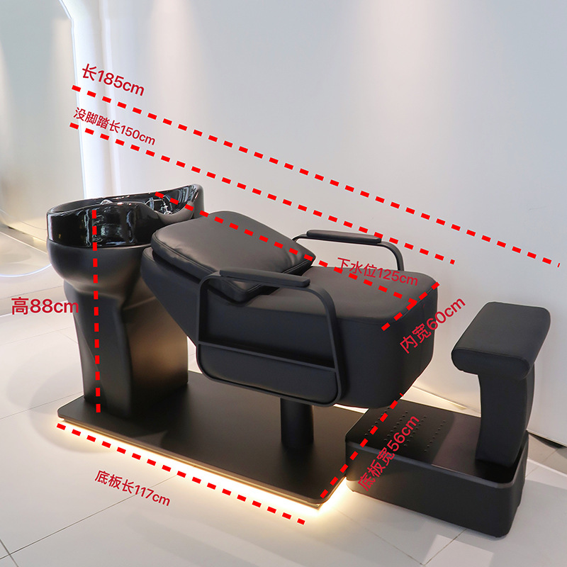 Peluquería semi-acostado cama de champú salón de pelo especial cama de lavado cama de masaje Barbero peluquería cerámica lavabo cama de champú