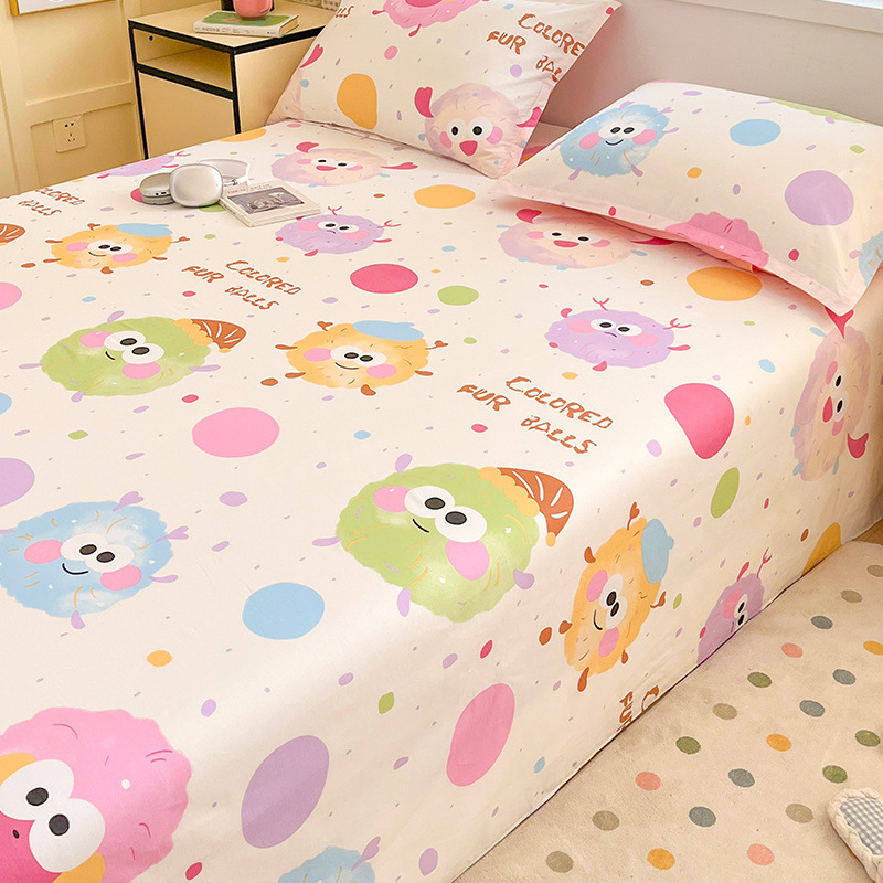 Sábana de algodón grueso de dibujos animados pieza individual 100 algodón dormitorio de estudiantes cama individual de verano pieza de tres piezas doble 1.5