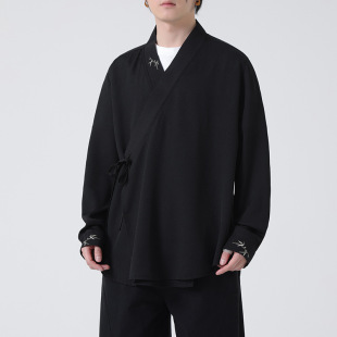 2024 spring and summer new Chinese style men's clothing retro trendy solid color embroidered sun protection clothing Hanfu Japanese style plus size cardigan