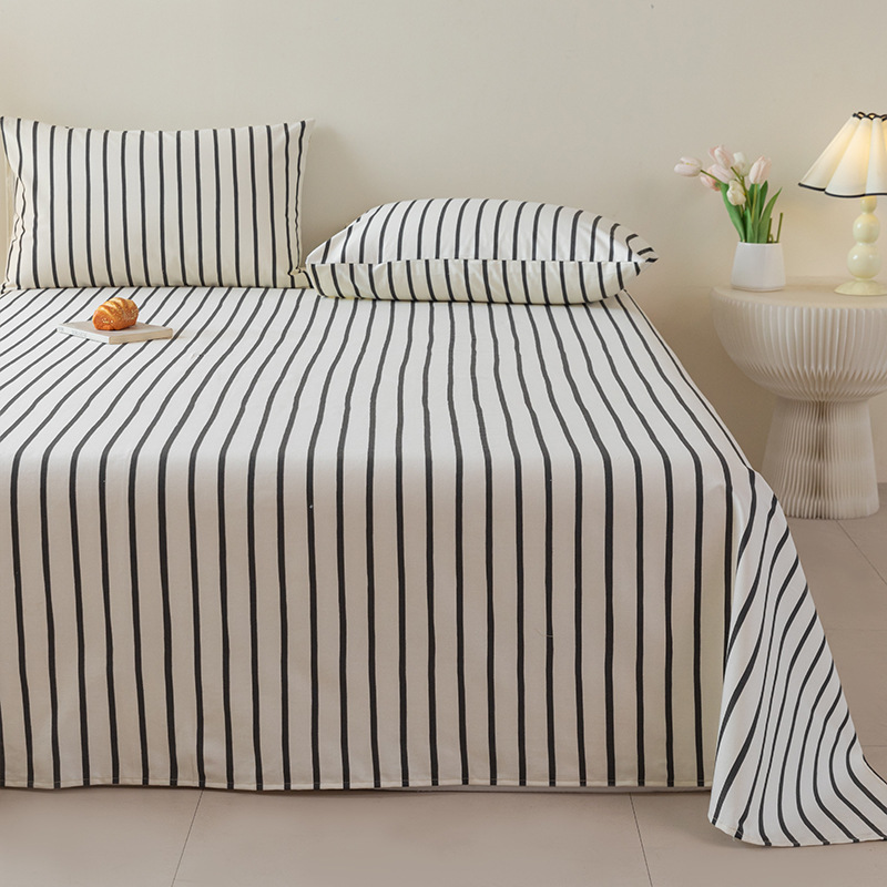 2025 nueva sábana de tela gruesa vieja de algodón puro pieza individual 100 funda de almohada individual de lino de algodón cama individual dormitorio de tres piezas 2