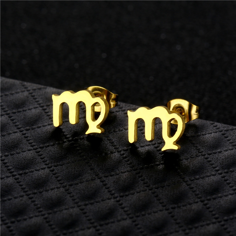 Virgo twelve constellation pendant stainless steel necklace earrings set