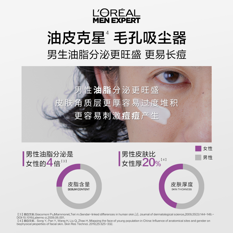 欧莱雅男士专用清洁毛孔控油磨砂去角质洗面奶去黑头护肤品洁面乳|undefined