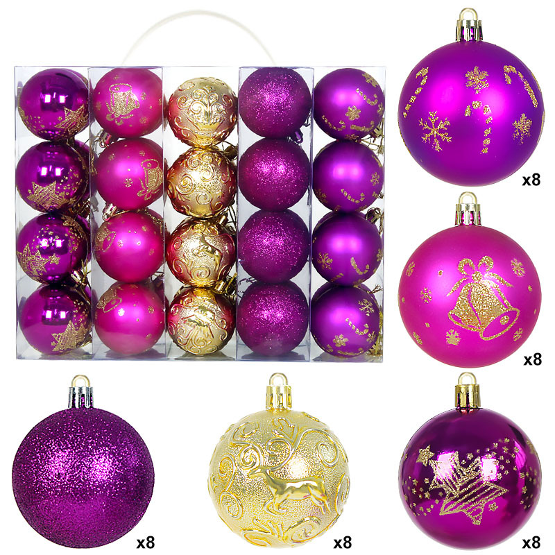Amazon Cross-border Christmas Ball Set 6CM40 bolas decorativas de Navidad bolas pintadas bolas de plástico galvanizado