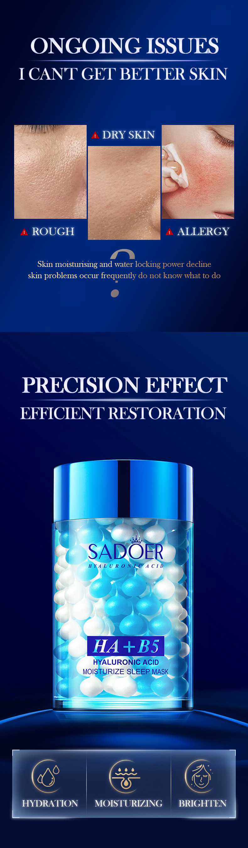 SADOER All Hyaluronic Acid B5 Moisturizing Repairing Sleep Skin Rejuvenating and Applying facial mask_voghion.com