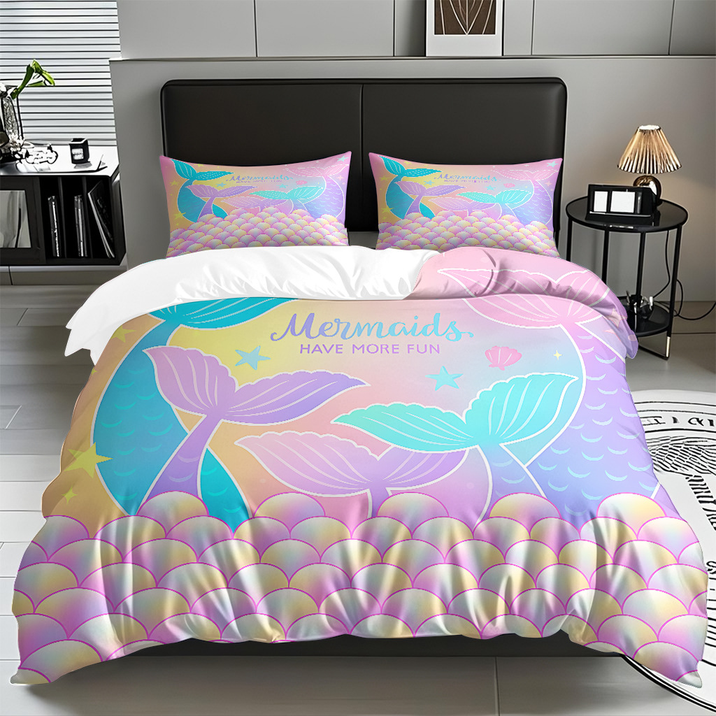 TEMU / JIT transfronterizo dibujos animados sirena digital impresión quilt kit fuente fábrica directa