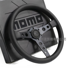 跨境热销momo方向盘p5改装14寸真皮赛车竞技个性黑色通用转向盘