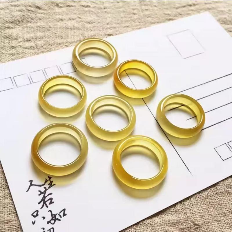 冰种白玉髓玛瑙细戒指 男女款玛瑙玉石对戒情侣戒指指环尾戒批发|undefined