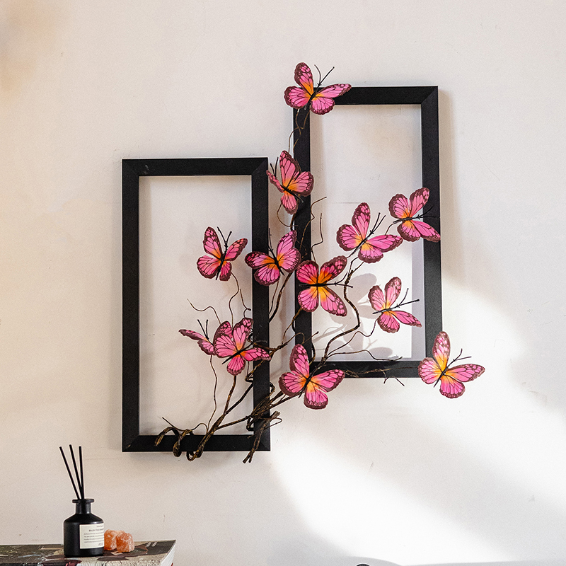掬涵创意装饰摆件墙面壁饰新中式客厅装修挂件高颜值蝴蝶装饰