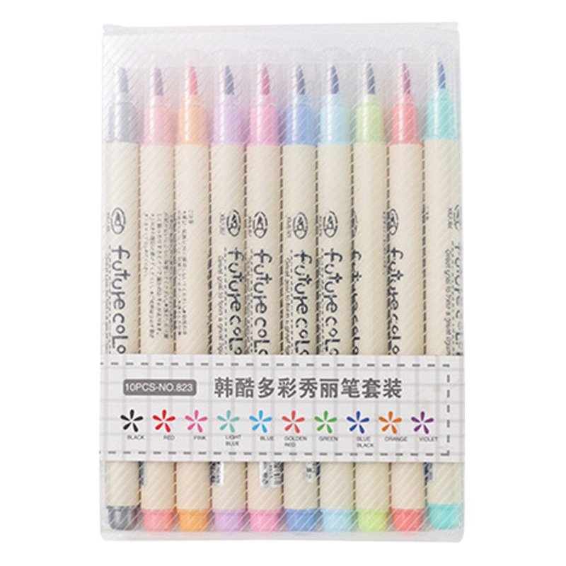 Han Ku 823 color acuarela pluma suave pelo belleza pluma escritura cepillo 10 color traje niños estudiante dibujos animados caligrafía cepillo