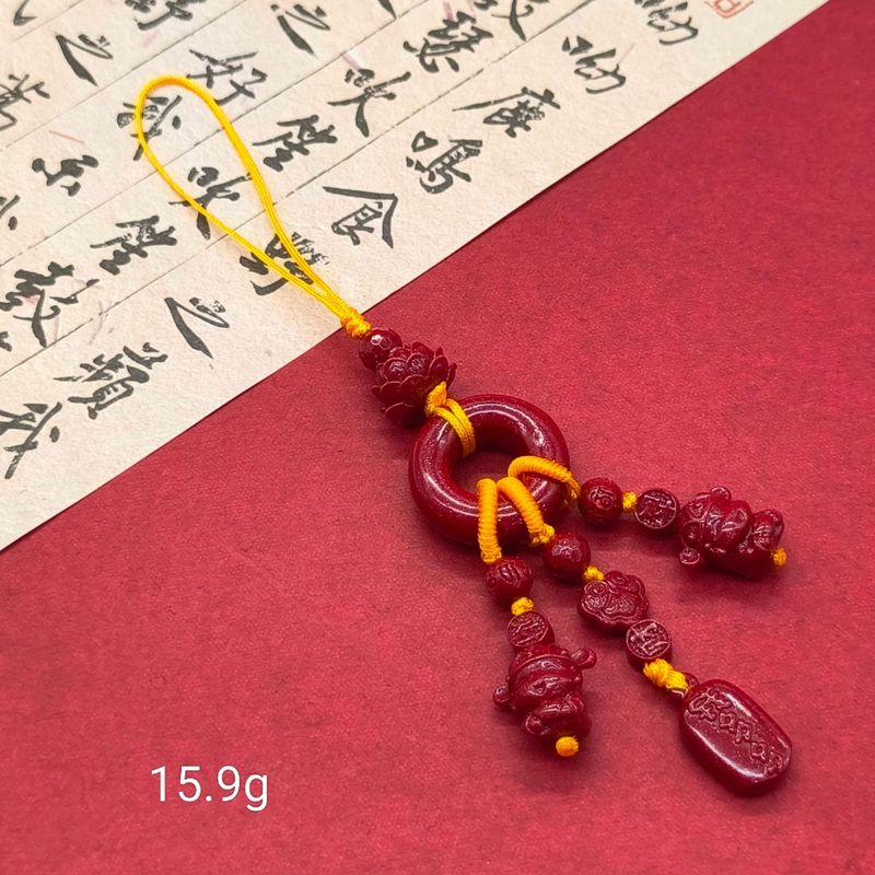 高含量朱砂紫金砂平安扣福袋招财猫莲花佛公手机链钥匙扣批发|undefined