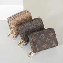 女士钱包双拉链欧美复古小巧双拉链多卡位ins便携时尚卡包零钱包