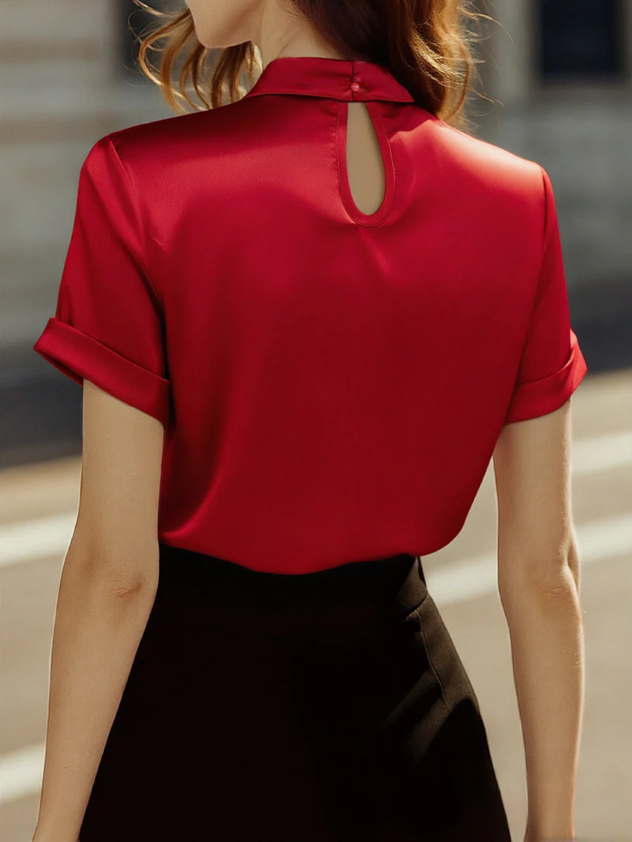Top o camicia da donna in raso a maniche corte_voghion.com