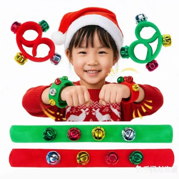 Christmas limited edition children's musical bell bracelets and anklets, kindergarten performance tool, jingling rhythm musical instrument toy