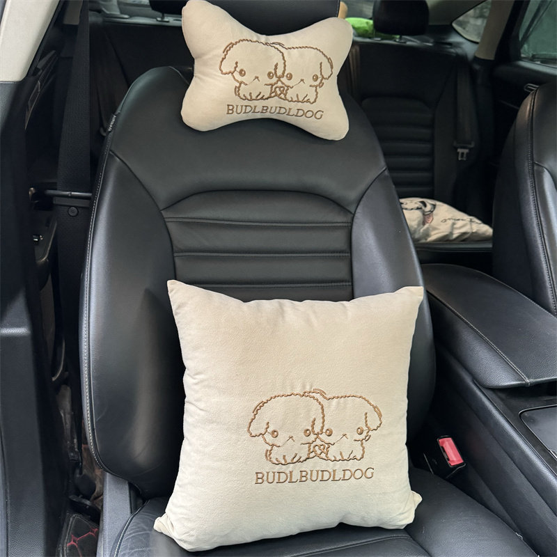 Car Pillow, Lumbar Support, Four-Piece Set, Seat Pillow, Neck Pillow, Back Cushion, Car Accessories, Cute Cartoon Design