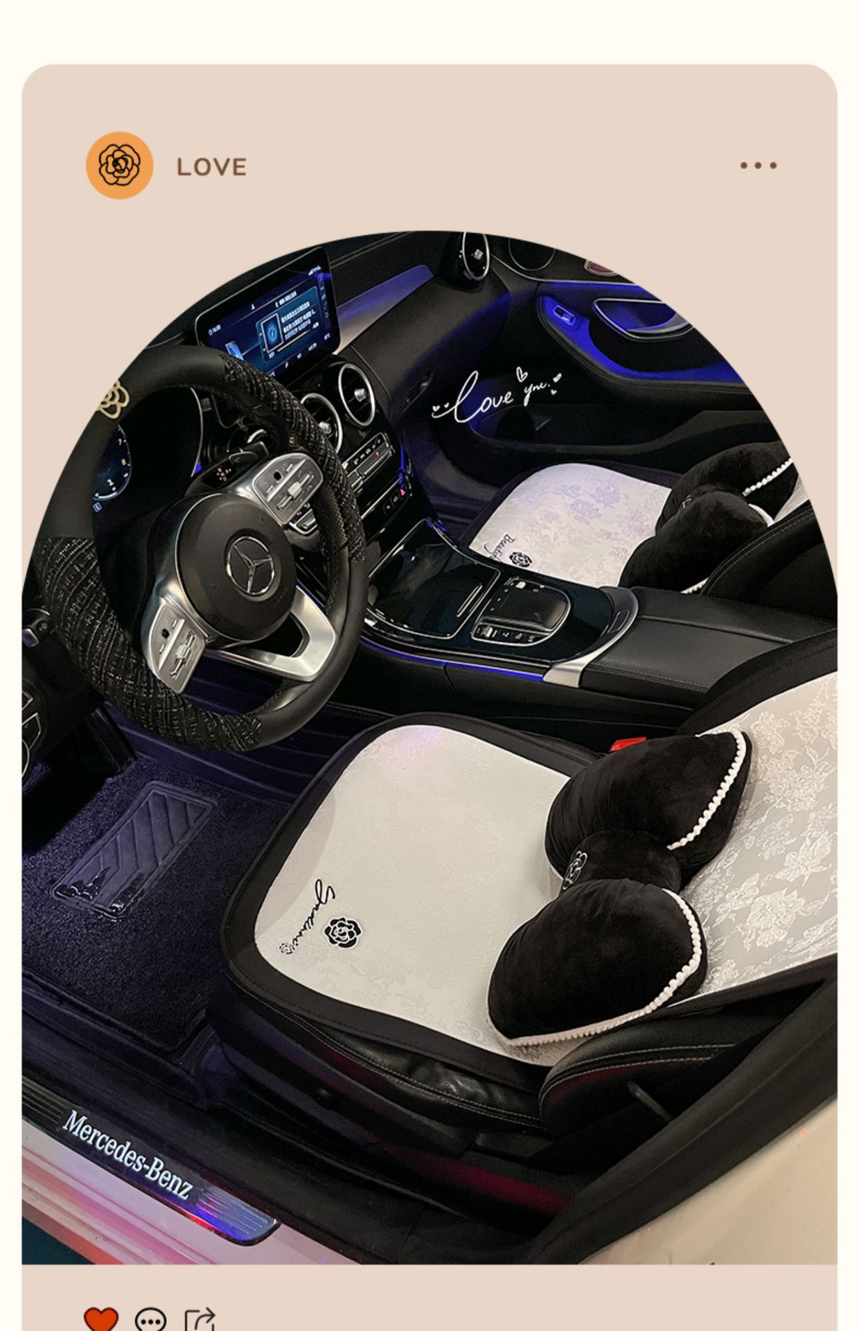Car Seat Cushion for All Seasons, High-End Camellia Single-Piece Linen Seat Cushion, Winter Car Seat Cover for Women