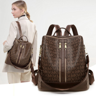 2025 Spring and Summer New Fashion European and American Retro Printed Backpack Women's Large Capacity Multi-Purpose Commuter Backpack Shoulder Bag