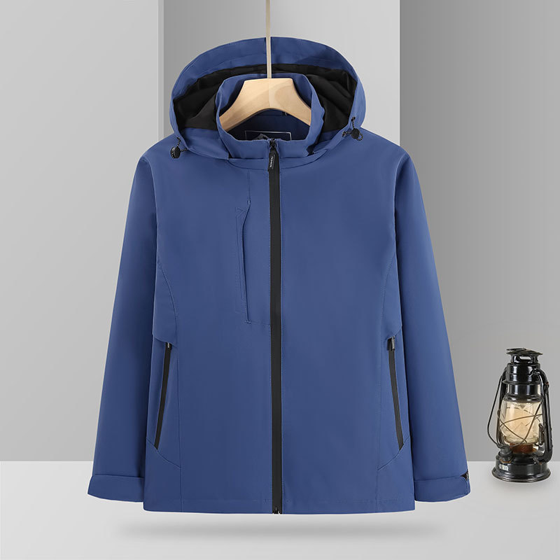 Chaqueta de alpinismo al aire libre para hombres y mujeres impermeable a prueba de viento Ropa de grupo de primavera y otoño Logotipo impreso Chaqueta de cáscara suave personalizada para todo el partido