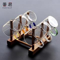 送料無料/10Yカップ/ガラス/お茶/小型A135-耐熱透明カンフーティーカップ（取っ手付き）