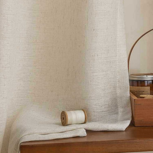 2024 New Linen Gauze Curtains, Cotton and Linen Feel, Off-White Zen Tea Room, Light-Transmitting and Opaque Window Screens, Lying Qin