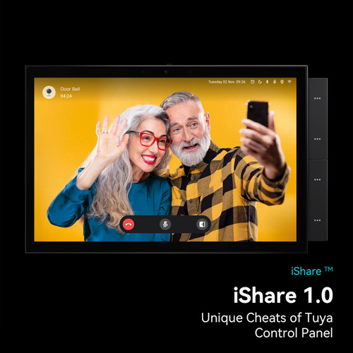 The Tuya Smart control screen is built-in with two Zigbee gateways, featuring a 10-inch panel and supporting Wi-Fi mesh.