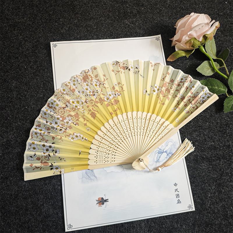 Ventilador de estilo antiguo ventilador plegable hombres y mujeres ventilador de baile clásico antiguo traje fotografía de rendimiento Hanfu apoyos estilo chino ventilador plegable hecho a mano