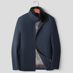 Imported mink whole mink liner men's parka clothing fur integrated short stand collar nylon overcoat coat