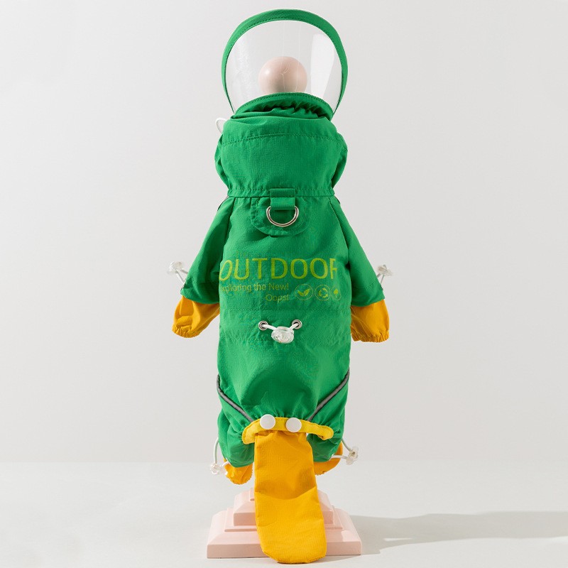 Moda para perros, contraste de color, tracción de cuatro pies, impermeable todo incluido, perro mediano y pequeño, poncho para mascotas, ropa para perros