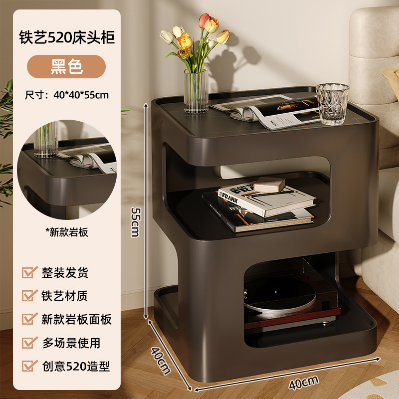 Mesa lateral de estilo crema, mesa de centro pequeña creativa, armario lateral de sofá, mesa de esquina de dormitorio, mesita de noche de hierro moderna y sencilla