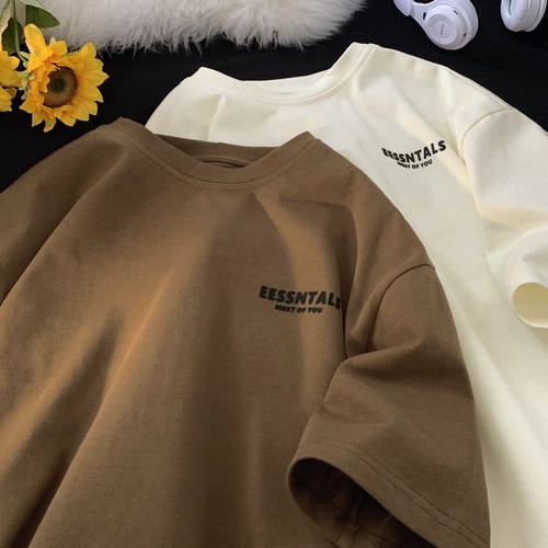 Men's Summer Heavyweight Pure Cotton Short Sleeve T-Shirt, Simple Trendy Versatile Casual Loose Printed Half-Sleeve T-Shirt