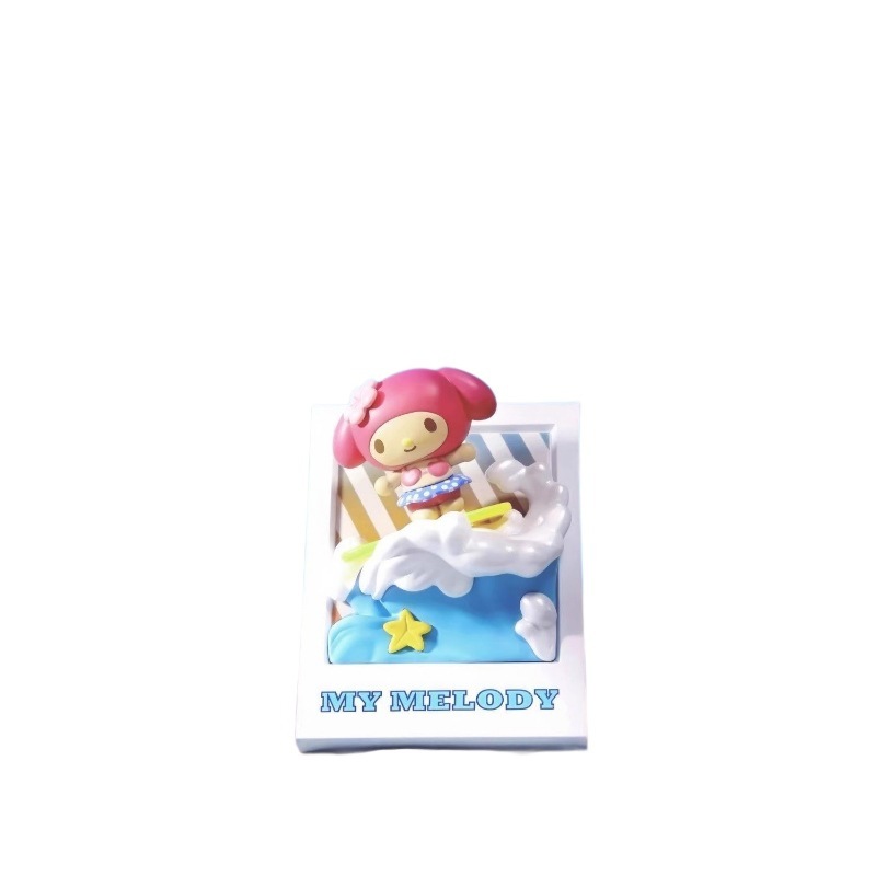 正版新品Sanrio characters夏日黑皮系列冲浪盲盒手办摆件批发礼|undefined