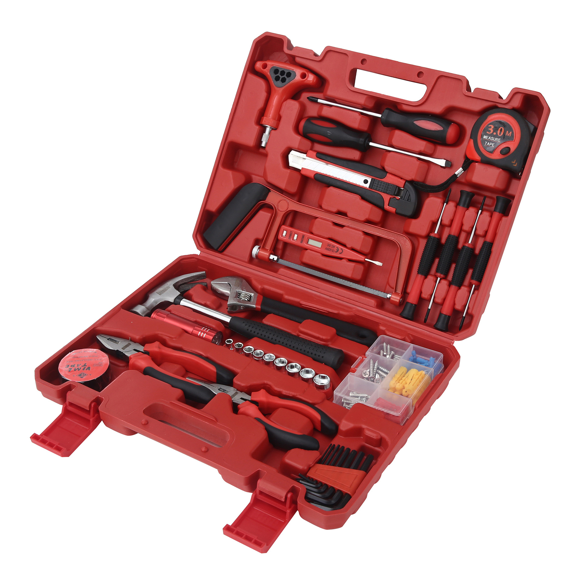 Juego de herramientas de hardware para el hogar, juego de grupo de reparación manual, juego de caja de herramientas para electricista, fábrica al por mayor