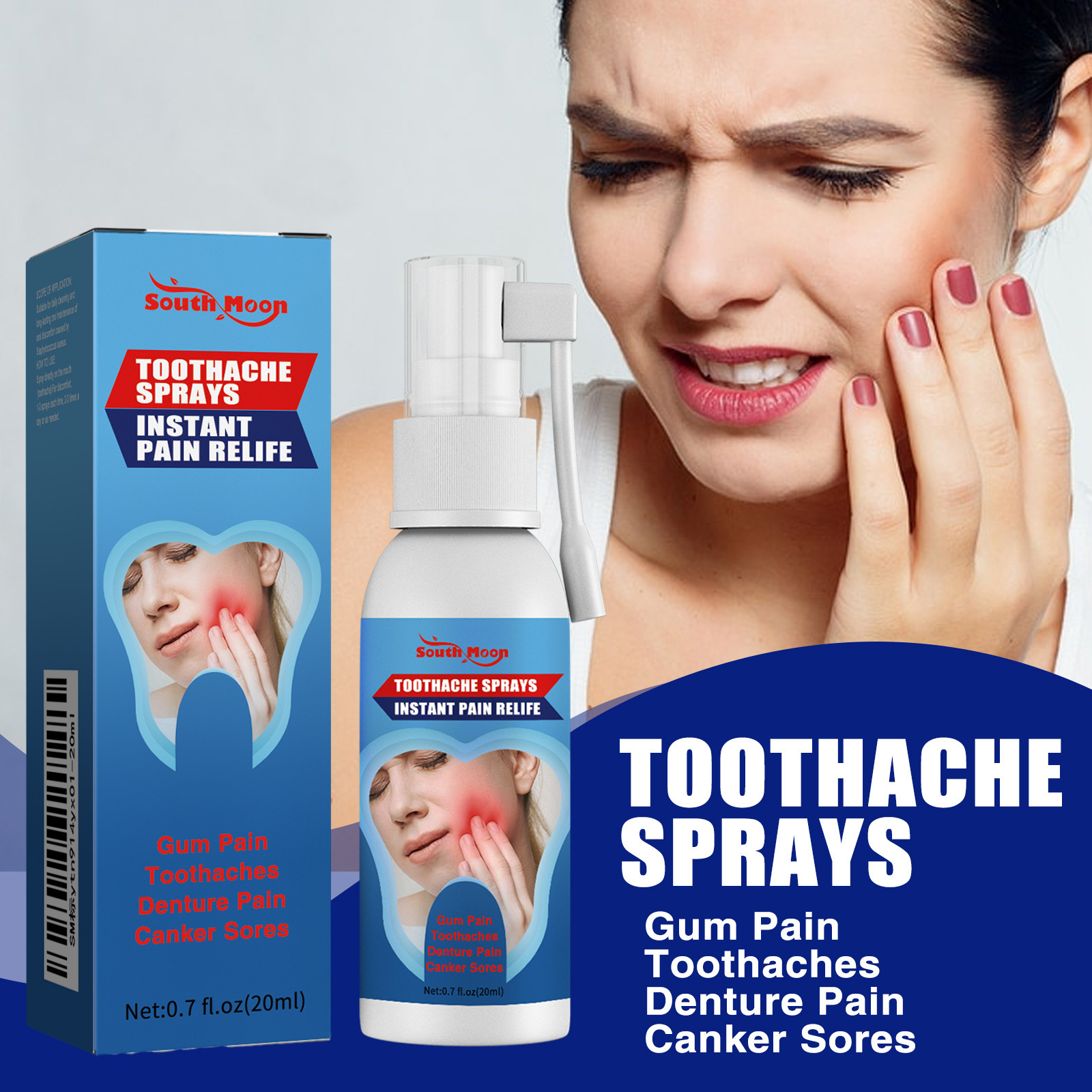 South Moon toothache ning spray toothache ning toothache water can stop gum swelling and pain, moth, tooth fire and dental caries