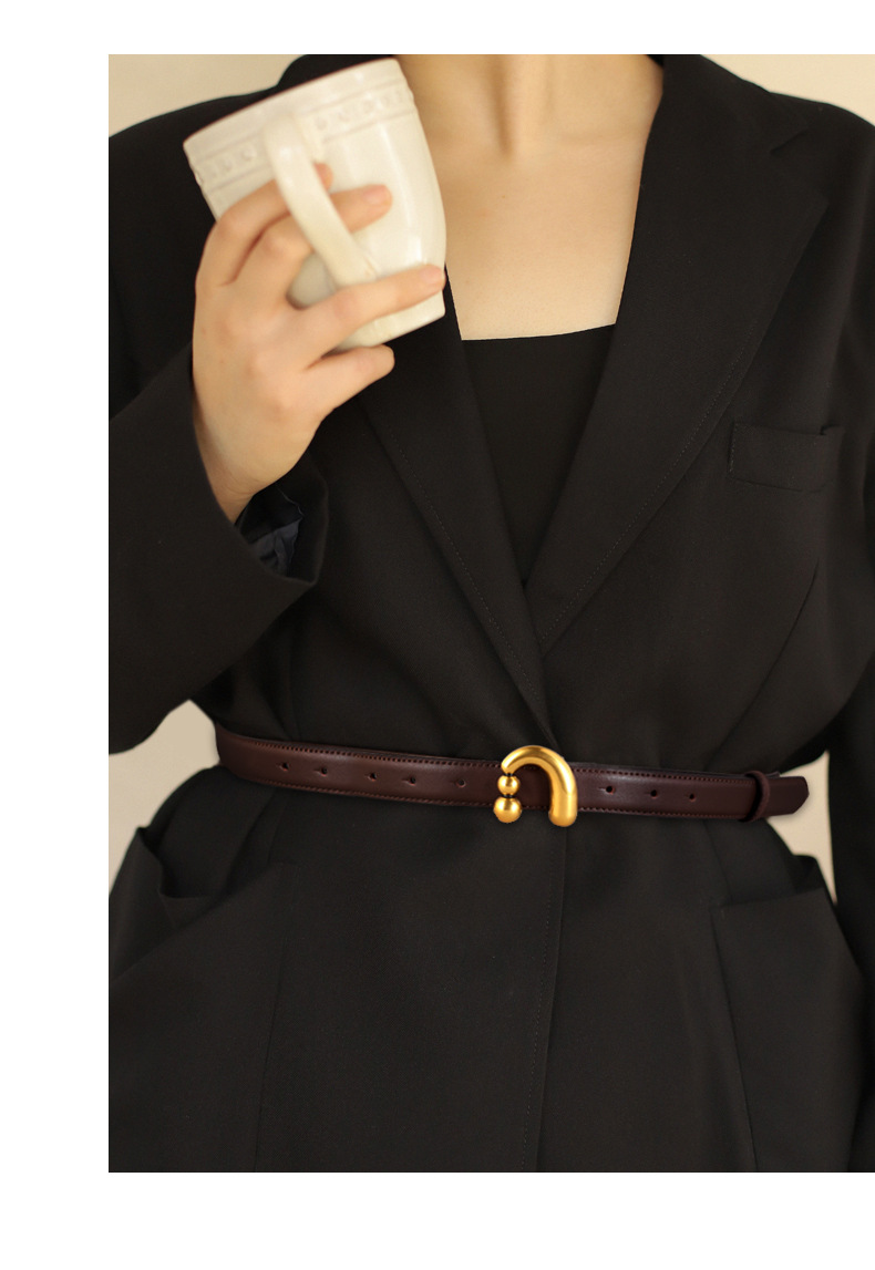 Hot Selling Ancient Silver Gold Buckle Cowhide Women's Belt New Fashionable Leather Belt Decoration with Skirt Pants Belt Trendy Women's Stock_voghion.com