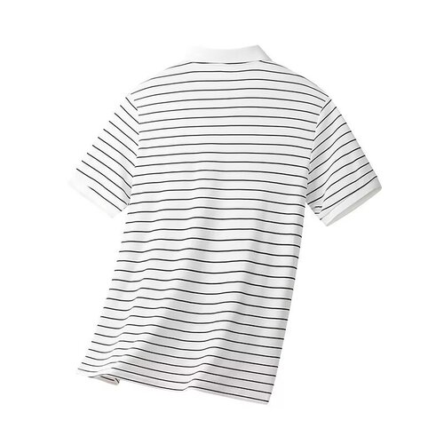 Summer Striped Short-Sleeve Polo Shirt for Men - Trendy Brand, Plus Size Business Casual Basic Style, Button-Down Collar T-Shirt Top