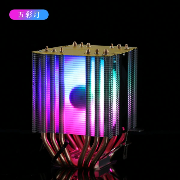 Twin tower buckle 6 copper tubes - 3 pin fixed speed - black frame and white leaves - 9CM colorful lights - 1 fan - No. 1 bracket