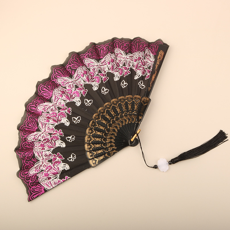 Abanico Plegable de Encaje de Plástico, Estampado, para Danza image 26