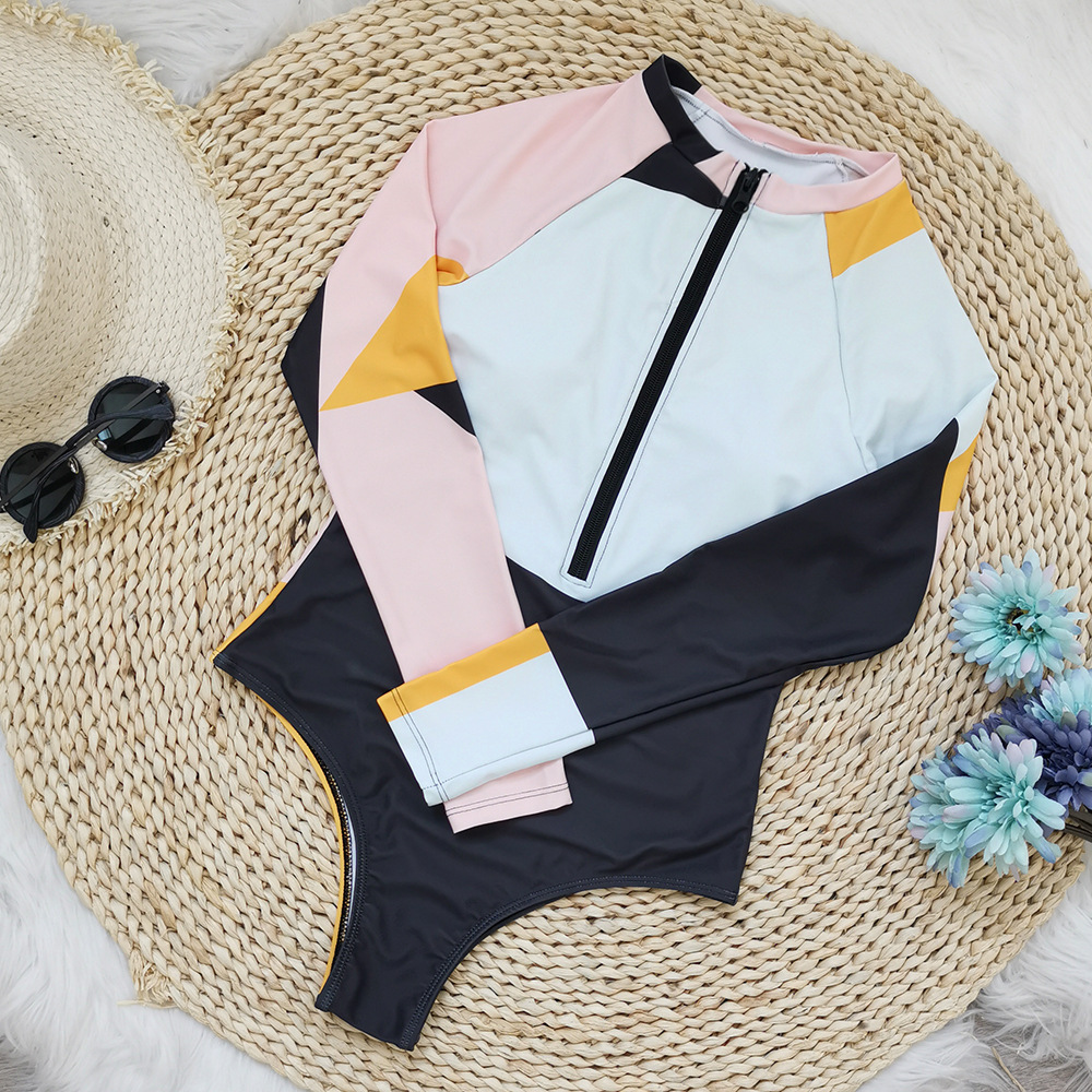 One-pieces Tops Type Women's Classic Style Contrast Collar One Piece Swimwear