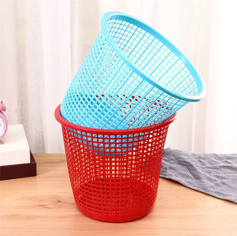 自产自销垃圾桶 圆形塑料收纳家用办公废纸篓筐网格垃圾桶篓批发