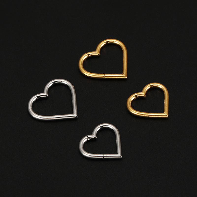 7g Weight 0.03µm-0.05µm Gold Plating Thickness Streetwear Moon Heart Shape Stainless Steel Nose Ring Nose Pin